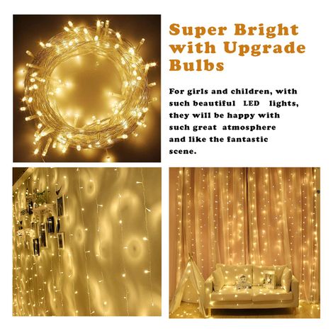 Party Decoration Combo 2 Pcs White Net Curtains with light