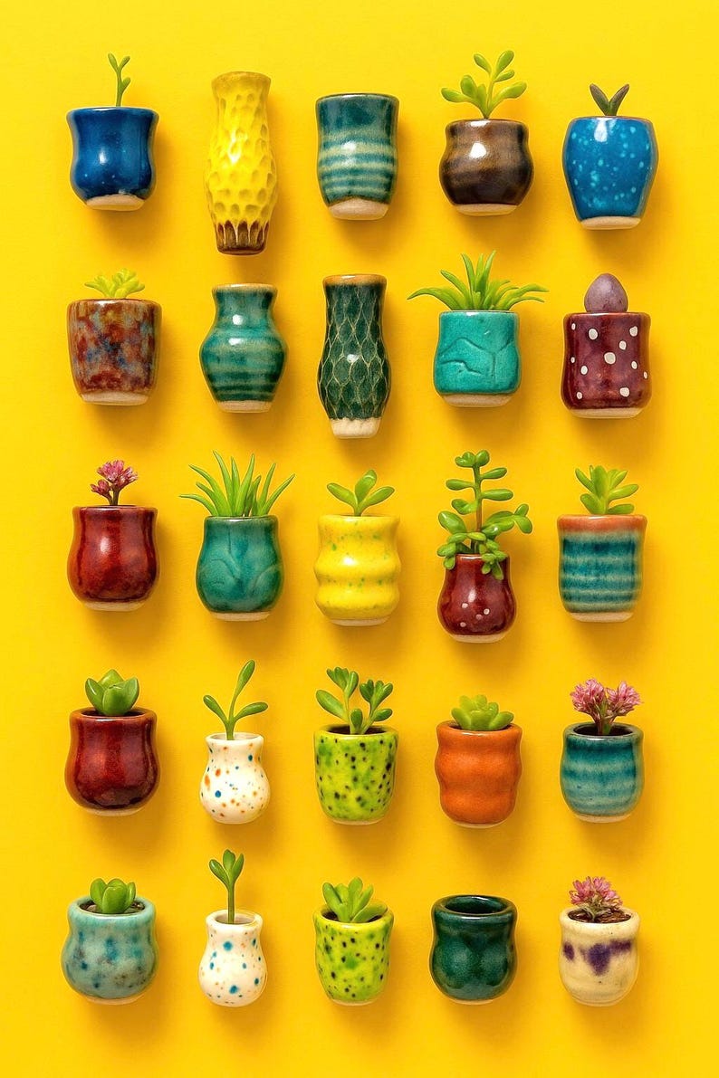 🌿 Mini Ceramic Vase Fridge Magnet – Small Pot Flower Decoration