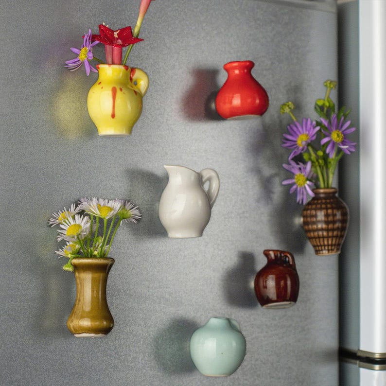 Mini Dried Flower Ceramic Fridge Magnet – Handmade & Personalized